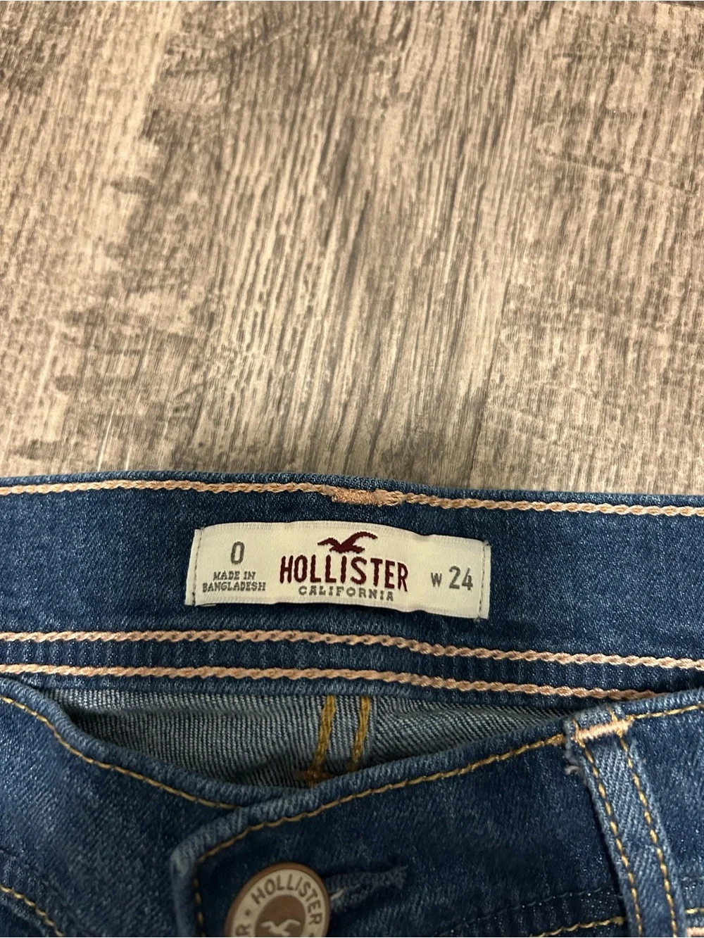 Hollister Frayed Dark Blue Denim Cutoff Shorts